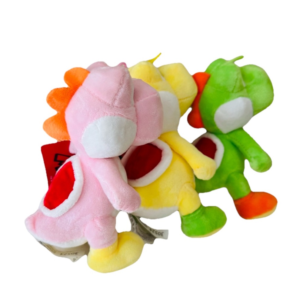 Set of 3 Nintendo Yoshi Stuffed Animals Yellow, Pink & Green Plush Toy 7” - Picture 4 of 5
